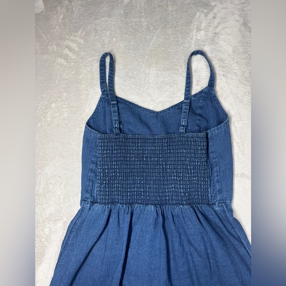 Old Navy Sleeveless Blue Jean Denim Mini Ruffle Hem 100% Cotton Dress Medium - Picture 12 of 16